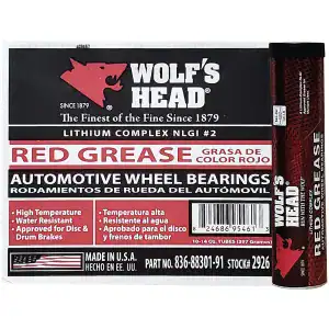 Wolf’s Head Red Grease NLGI #2 (836-88301-91) 14 Oz Tube, Pack of 10