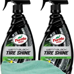 Turtle Wax Wet n’ Black Tire Shine Bundle with Microfiber Cloth