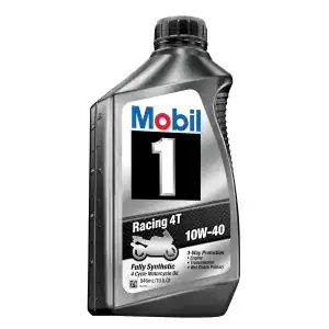 Mobil 1 Racing 4T 10W-40 Synthetic Motorcycle Oil Quart Bottle