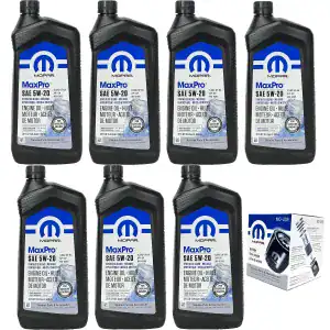 Mopar MaxPro 5W-20 SAE Motor Oil Change Kit – 7 Quarts + Mopar MO-339 Filter