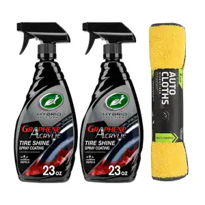 Turtle Wax Hybrid Series Graphene Acrylic Tire Shine w/ Microfibers (2 Bottles + 3 Microfibers)